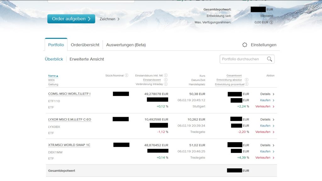 Consorsbank Depotübersicht