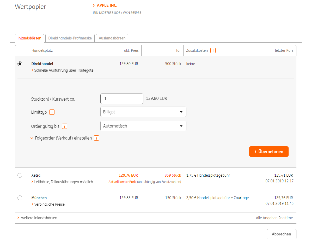 Ing Direkthandel Ing Direkthandel
