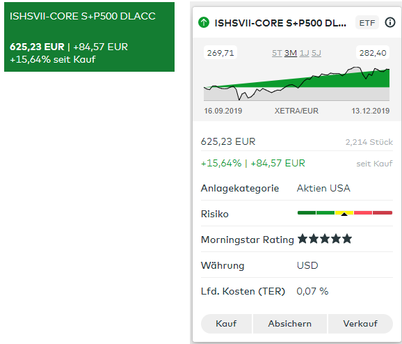 Comdirect Depotansicht S&P 500 ETF