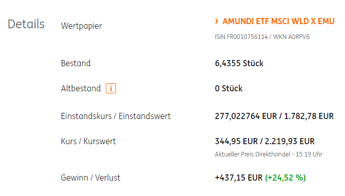 ETF Sparplan ING Depot Wert