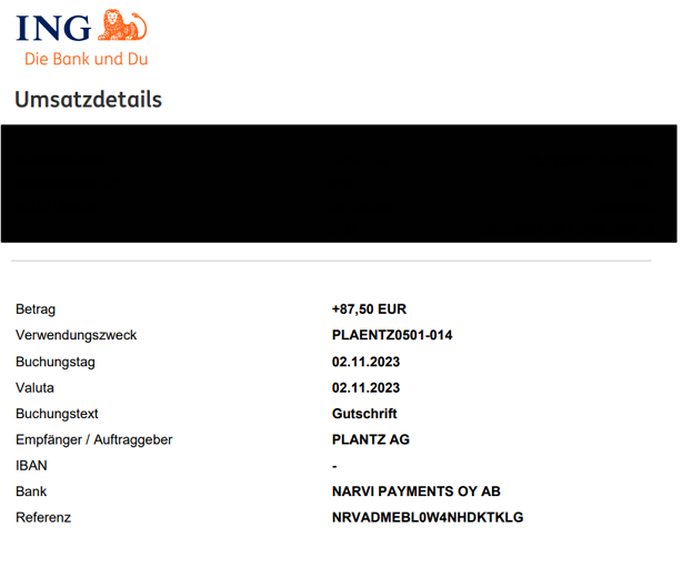 5. Auszahlung Plaentz