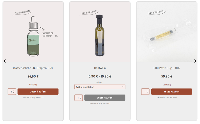 Produkte im Plaentz Shop
