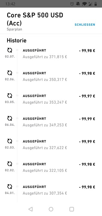 Sparplan Ausführungen bei Trade Republic