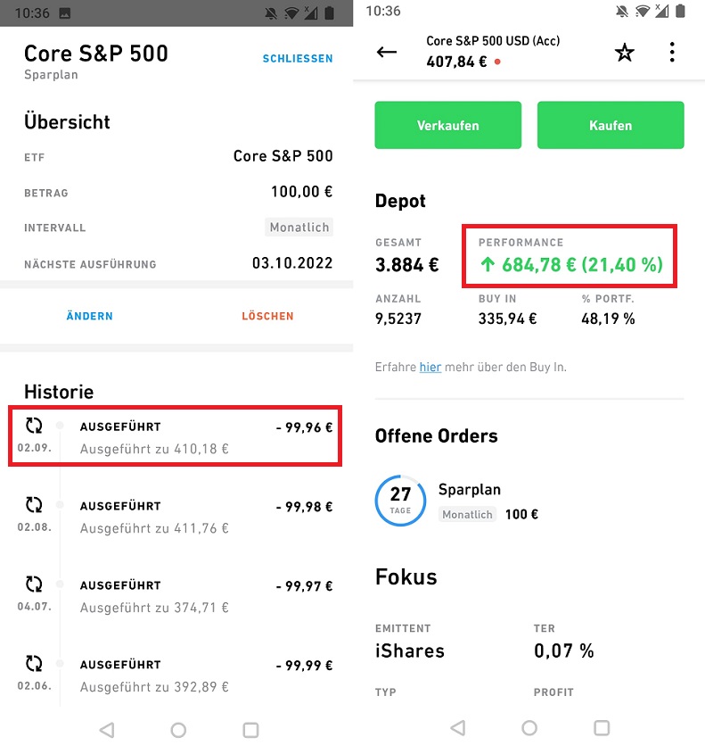 S&P 500 ETF Sparplan 2022 September