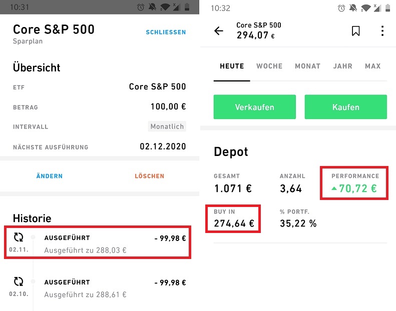 Trade Republic Ausführung für November