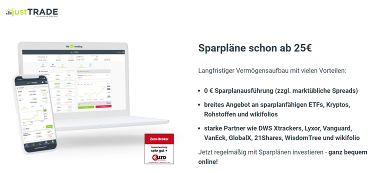 justTRADE Sparplan Angebot